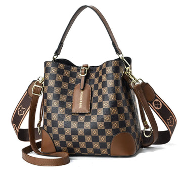 Polade Cross Body Bag Purses for Women - PU Leather Crossbody Bucket Bag with Two Adjustable Shoulder Strap Multiple Pockets