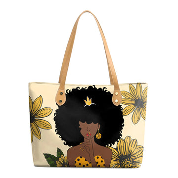 FZNHQL Tote Bag for Women Afro African American Teacher Work Beach Handbag Melanin Afro Natural Hair Queen Gift Bag
