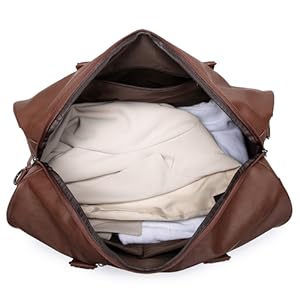 JetSet Leather Duffel - Oversized Brown Weekender with Shoe Compartment