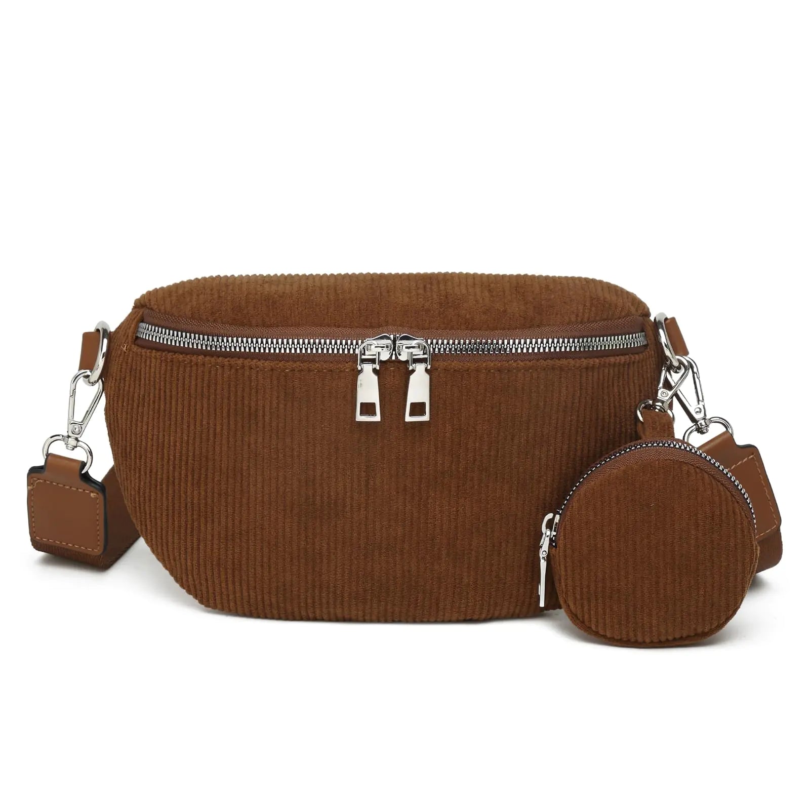 Myhozee Corduroy Crossbody Bags for Women - Small Sling Purse Fanny Pack Leather Causal Shoulder Belt Bag with Adjustable Wide Strap Coin Purse Credit Card Slots - Fashion Cross Body Bag for Woman