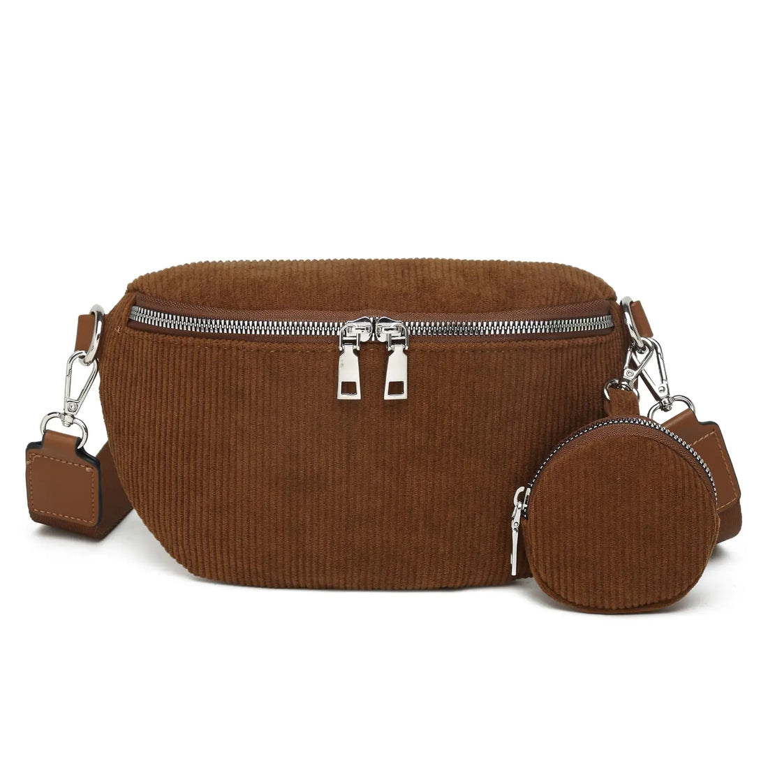 Myhozee Corduroy Crossbody Bags for Women - Small Sling Purse Fanny Pack Leather Causal Shoulder Belt Bag with Adjustable Wide Strap Coin Purse Credit Card Slots - Fashion Cross Body Bag for Woman